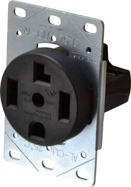 Pass & Seymour - 125/250 VAC, 30 Amp, 14-30R NEMA Configuration, Brown, Industrial Grade, Self Grounding Single Receptacle - 1 Phase, 3 Poles, 4 Wire, Flush Mount - Industrial Tool & Supply