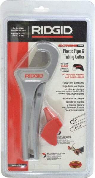 Ridgid - 1/8" to 1-3/8" Pipe Capacity, Single Stroke Cutter - Cuts Plastic, Rubber, PVC, CPVC - Industrial Tool & Supply