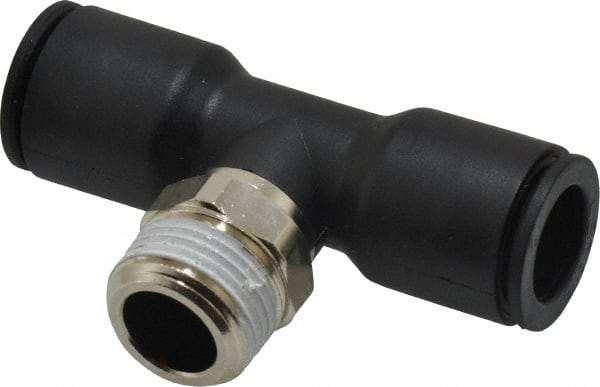 Legris - 12mm OD, 3/8 BSPT, Nylon/Nickel Plated Brass Push-to-Connect Male Branch Tee - 290 Max psi - Industrial Tool & Supply