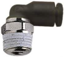 Legris - 1/8" OD, 1/16 NPT, Nylon/Nickel Plated Brass Push-to-Connect Male Elbow - 290 Max psi - Industrial Tool & Supply