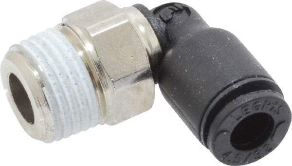 Legris - 5/32" OD, 1/8 BSPT, Nylon/Nickel Plated Brass Push-to-Connect Male Elbow - 290 Max psi - Industrial Tool & Supply