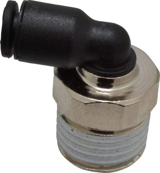Legris - 5/32" OD, 1/4 BSPT, Nylon/Nickel Plated Brass Push-to-Connect Male Elbow - 290 Max psi - Industrial Tool & Supply