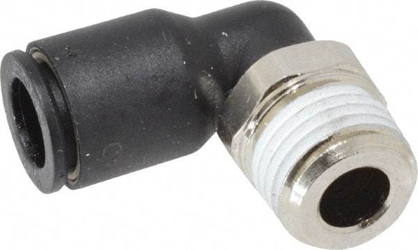 Legris - 5/16" OD, 1/4 BSPT, Nylon/Nickel Plated Brass Push-to-Connect Male Elbow - 290 Max psi - Industrial Tool & Supply