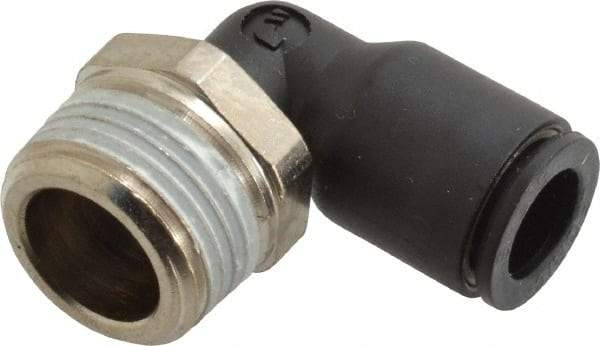 Legris - 5/16" OD, 3/8 BSPT, Nylon/Nickel Plated Brass Push-to-Connect Male Elbow - 290 Max psi - Industrial Tool & Supply