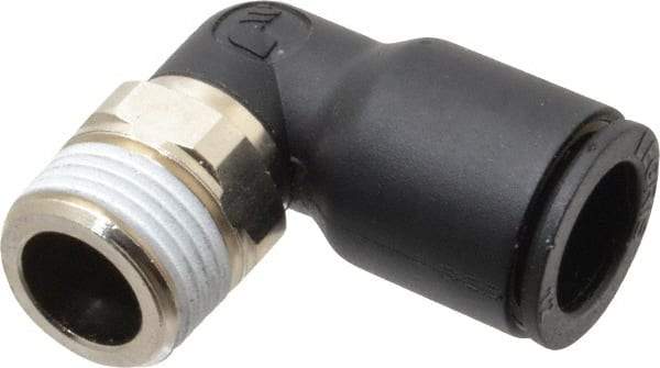Legris - 12mm OD, 3/8 BSPT, Nylon/Nickel Plated Brass Push-to-Connect Male Elbow - 290 Max psi - Industrial Tool & Supply