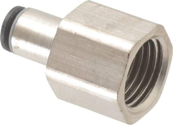 Legris - 4mm Outside Diam, 1/4 BSPP, Nickel Plated Brass Push-to-Connect Tube Female Connector - 290 Max psi - Industrial Tool & Supply