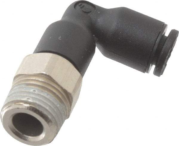 Legris - 4mm OD, 1/8 BSPP, Nylon/Nickel Plated Brass Push-to-Connect Extended Male Elbow - 290 Max psi - Industrial Tool & Supply