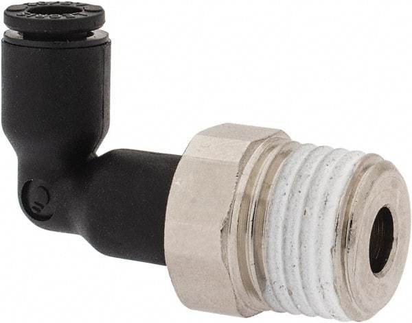 Legris - 4mm OD, 1/4 BSPP, Nylon/Nickel Plated Brass Push-to-Connect Extended Male Elbow - 290 Max psi - Industrial Tool & Supply