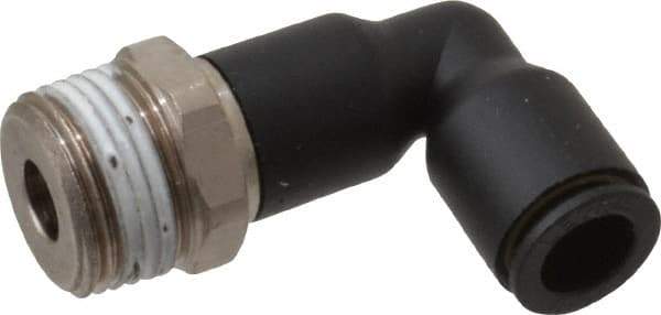 Legris - 8mm OD, 3/8 BSPP, Nylon/Nickel Plated Brass Push-to-Connect Extended Male Elbow - 290 Max psi - Industrial Tool & Supply