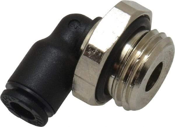 Legris - 4mm OD, 1/4 BSPP, Nylon/Nickel Plated Brass Push-to-Connect Male Elbow - 290 Max psi - Industrial Tool & Supply