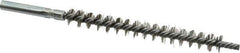 Schaefer Brush - 3" Brush Length, 5/16" Diam, Double Stem, Single Spiral Tube Brush - 4-1/2" Long, Stainless Steel, 8-32 Female Connection - Industrial Tool & Supply