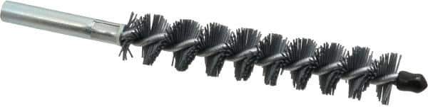 Schaefer Brush - 4" Brush Length, 3/4" Diam, Single Stem, Single Spiral Tube Brush - 6-1/4" Long, Silicone Carbide Impregnated Nylon, 12-24 Female Connection - Industrial Tool & Supply