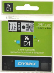 Dymo - 276" Long, Black Tape Cassette - 3/8" Wide, 23' Long - Industrial Tool & Supply