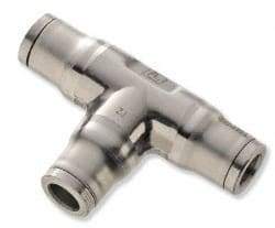 Legris - 10mm Outside Diam, Stainless Steel Push-to-Connect Union Tee - 435 Max psi, Tube to Tube Connection, FKM O-Ring - Industrial Tool & Supply