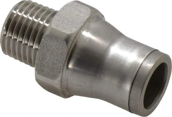 Legris - 10mm Outside Diam, 1/4 BSPT, Stainless Steel Push-to-Connect Male Connector - 435 Max psi, Tube to Male BSPT Connection, FKM O-Ring - Industrial Tool & Supply