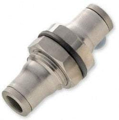 Legris - 12mm Outside Diam, Stainless Steel Push-to-Connect Bulkhead Union - 435 Max psi, FKM O-Ring, Tube to Tube - Industrial Tool & Supply