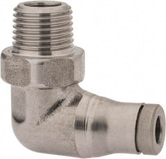 Legris - 4mm Outside Diam, 1/8 BSPT, Stainless Steel Push-to-Connect Male Elbow - 290 Max psi, Tube to Male BSPT Connection, FKM O-Ring - Industrial Tool & Supply