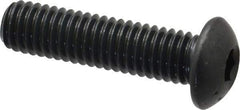 Made in USA - 3/8-16 UNC Hex Socket Drive, Button Screw - Alloy Steel, Black Oxide Finish, Fully Threaded, 1-1/2" Length Under Head - Industrial Tool & Supply