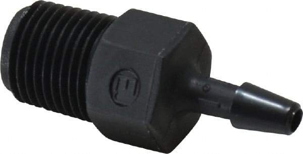 Made in USA - 1/8" Barb, 1/8, Nylon Single Barbed Tube Adapter - Black, Male - Industrial Tool & Supply