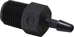 Made in USA - 1/8" Barb, 1/8, Nylon Single Barbed Tube Adapter - Black, Male - Industrial Tool & Supply