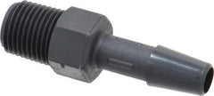 Made in USA - 1/4" Barb, 1/4, Nylon Single Barbed Tube Adapter - Black, Male - Industrial Tool & Supply