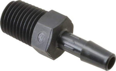Made in USA - 1/4" Barb, 1/4, Nylon Single Barbed Tube Adapter - Black, Male - Industrial Tool & Supply