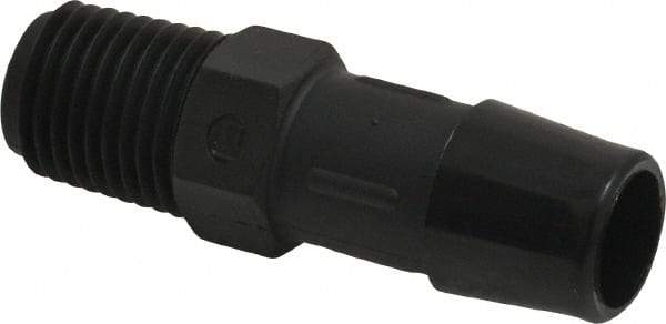 Made in USA - 1/2" Barb, 1/2, Nylon Single Barbed Tube Adapter - Black, Male - Industrial Tool & Supply