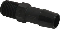 Made in USA - 1/2" Barb, 1/2, Nylon Single Barbed Tube Adapter - Black, Male - Industrial Tool & Supply