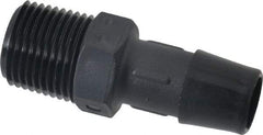 Made in USA - 1/2" Barb, 1/2, Nylon Single Barbed Tube Adapter - Black, Male - Industrial Tool & Supply