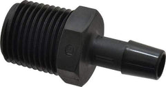 Made in USA - 3/8" Barb, 3/8, Nylon Single Barbed Tube Adapter - Black, Male - Industrial Tool & Supply