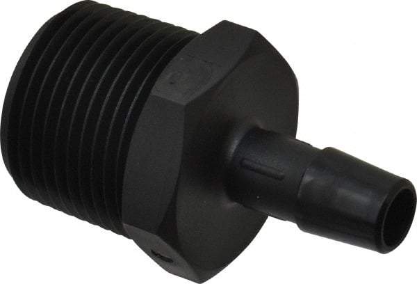 Made in USA - 3/8" Barb, 3/8, Nylon Single Barbed Tube Adapter - Black, Male - Industrial Tool & Supply