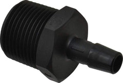 Made in USA - 3/8" Barb, 3/8, Nylon Single Barbed Tube Adapter - Black, Male - Industrial Tool & Supply