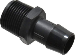 Made in USA - 3/4" Barb, 3/4, Nylon Single Barbed Tube Adapter - Black, Male - Industrial Tool & Supply