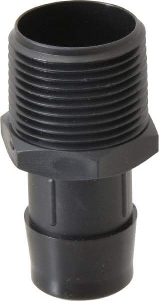 Made in USA - 1" Barb, 1, Nylon Single Barbed Tube Adapter - Black, Male - Industrial Tool & Supply
