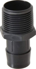 Made in USA - 1" Barb, 1, Nylon Single Barbed Tube Adapter - Black, Male - Industrial Tool & Supply