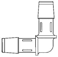 Made in USA - 1/8" Barb, Polypropylene Single Barbed Tube Elbow - Natural - Industrial Tool & Supply
