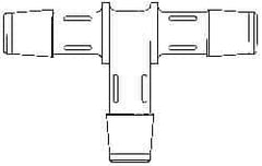 Made in USA - 5/8" Barb, Polypropylene Single Barbed Tube Tee - Natural - Industrial Tool & Supply