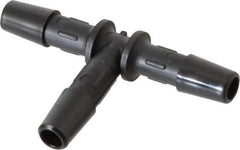 Made in USA - 1/4" Barb, Nylon Single Barbed Tube Tee - Black - Industrial Tool & Supply