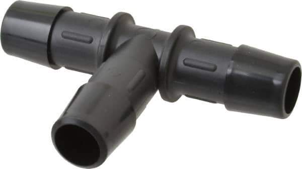 Made in USA - 1/2" Barb, Nylon Single Barbed Tube Tee - Black - Industrial Tool & Supply