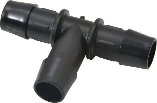 Made in USA - 5/8" Barb, Nylon Single Barbed Tube Tee - Black - Industrial Tool & Supply