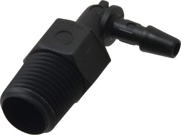 Made in USA - 1/8" Barb, 1/8, Nylon Single Barbed Tube Elbow - Black, Male - Industrial Tool & Supply