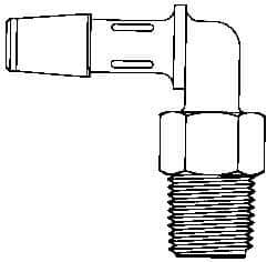 Made in USA - 1/2" Barb, 1/2, Polypropylene Single Barbed Tube Elbow - White, Male - Industrial Tool & Supply