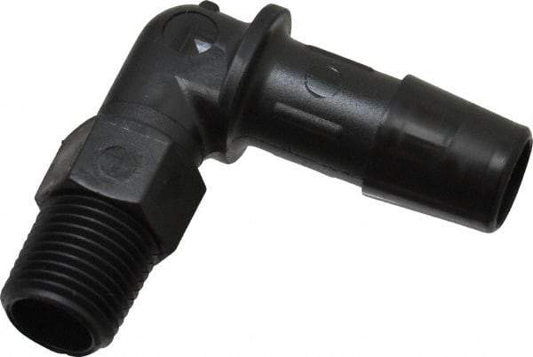 Made in USA - 3/8" Barb, 3/8, Nylon Single Barbed Tube Elbow - Black, Male - Industrial Tool & Supply