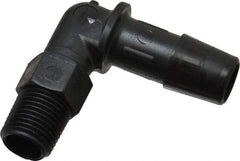 Made in USA - 3/8" Barb, 3/8, Nylon Single Barbed Tube Elbow - Black, Male - Industrial Tool & Supply