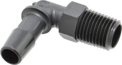 Made in USA - 3/8" Barb, 3/8, Nylon Single Barbed Tube Elbow - Black, Male - Industrial Tool & Supply