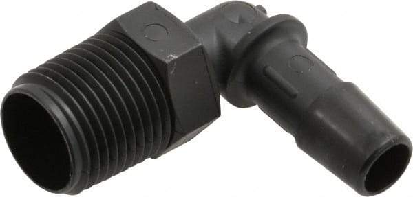 Made in USA - 3/8" Barb, 3/8, Nylon Single Barbed Tube Elbow - Black, Male - Industrial Tool & Supply