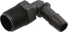 Made in USA - 3/8" Barb, 3/8, Nylon Single Barbed Tube Elbow - Black, Male - Industrial Tool & Supply
