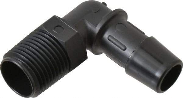 Made in USA - 1/2" Barb, 1/2, Nylon Single Barbed Tube Elbow - Black, Male - Industrial Tool & Supply
