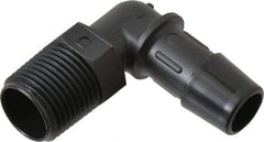 Made in USA - 1/2" Barb, 1/2, Nylon Single Barbed Tube Elbow - Black, Male - Industrial Tool & Supply