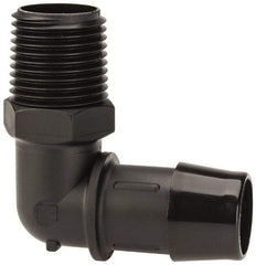 Made in USA - 3/4" Barb, 3/4, Nylon Single Barbed Tube Elbow - Black, Male - Industrial Tool & Supply